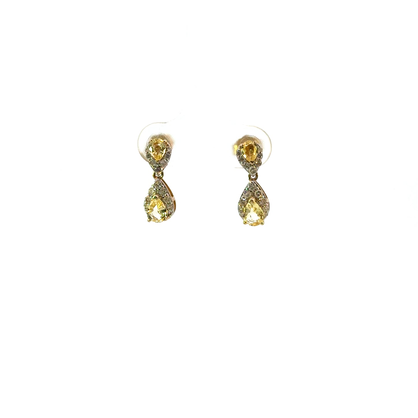 Aretes largos zafiro amarillo y diamantes