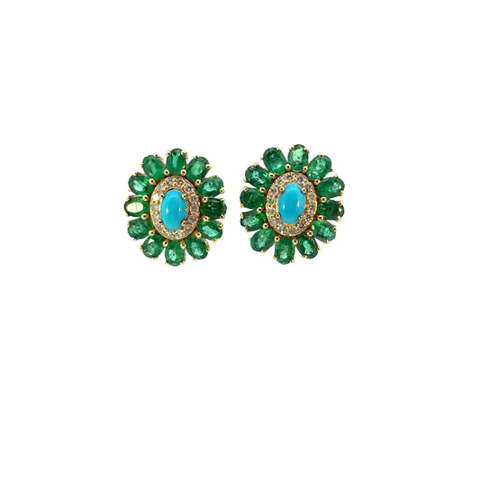 Aretes capri esmeraldas y turquesas