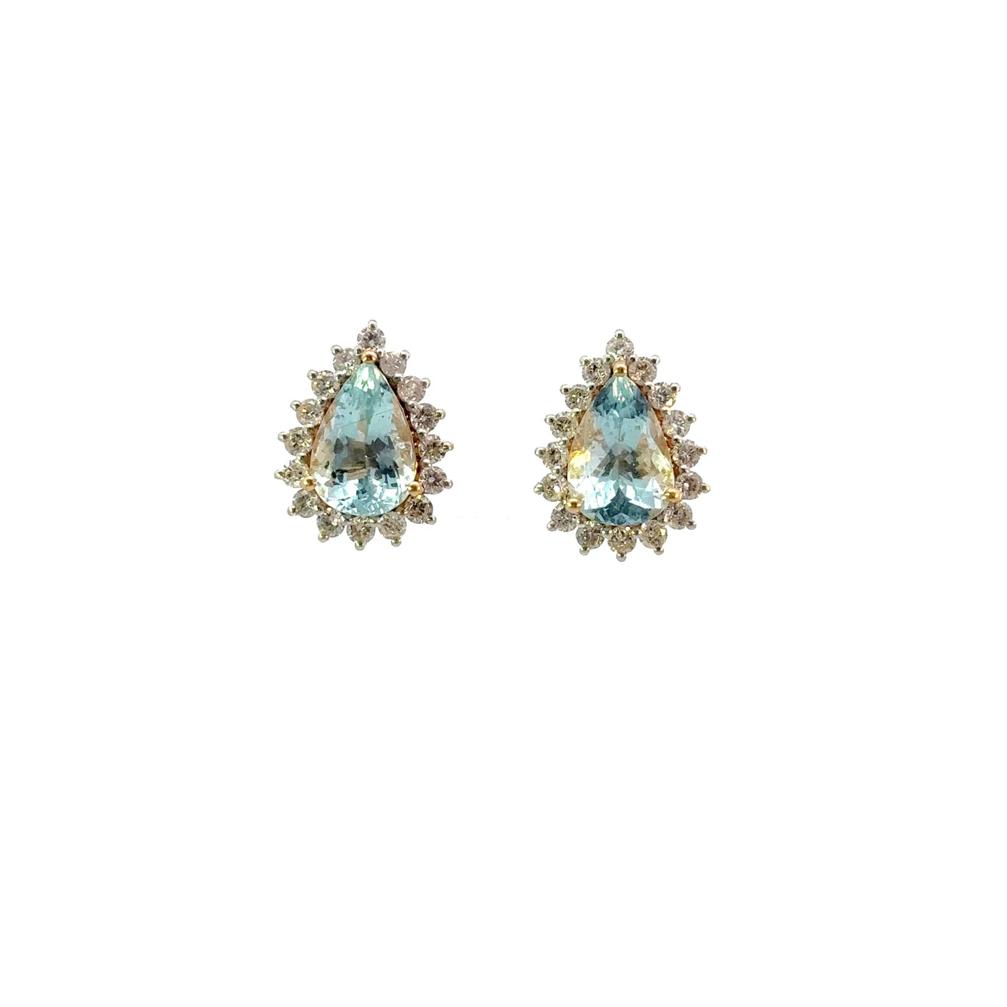 Aretes gotas aguamarina y diamantes