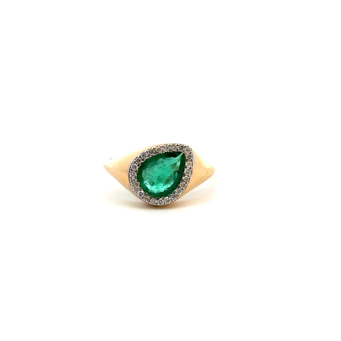 Anillo chunky gota biselada esmeralda y diamantes