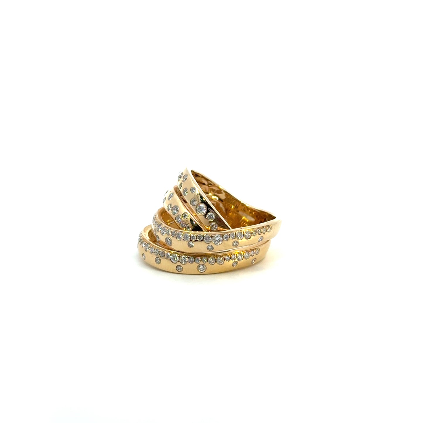 Anillo cruzado lluvia de diamantes
