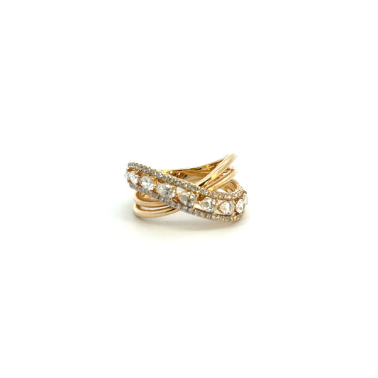 Anillo cruzado doble 9 diamantes pera