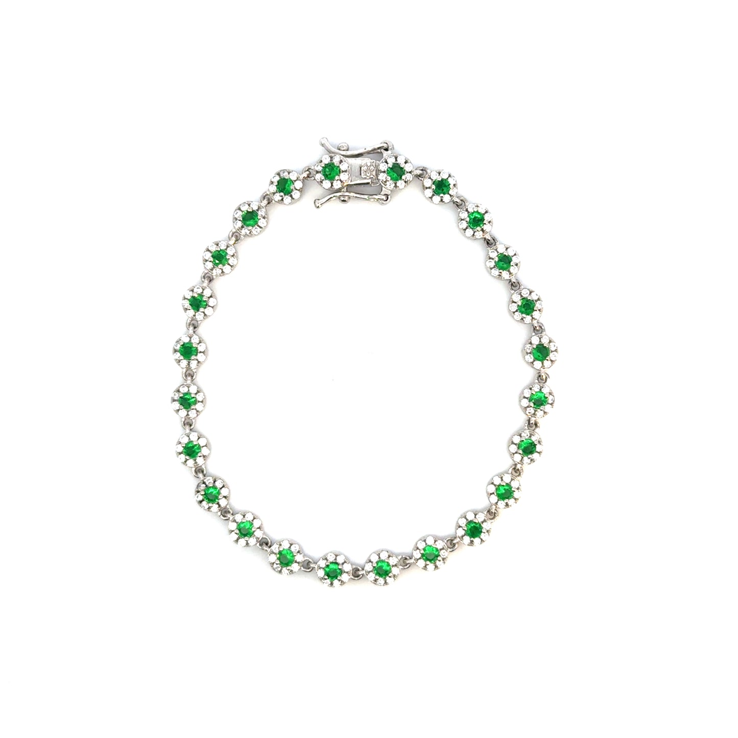Pulsera plata tennis circonia verde flor