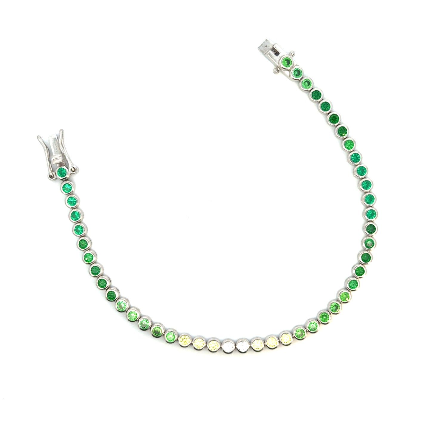 Pulsera plata tennis bracelet verde degradado