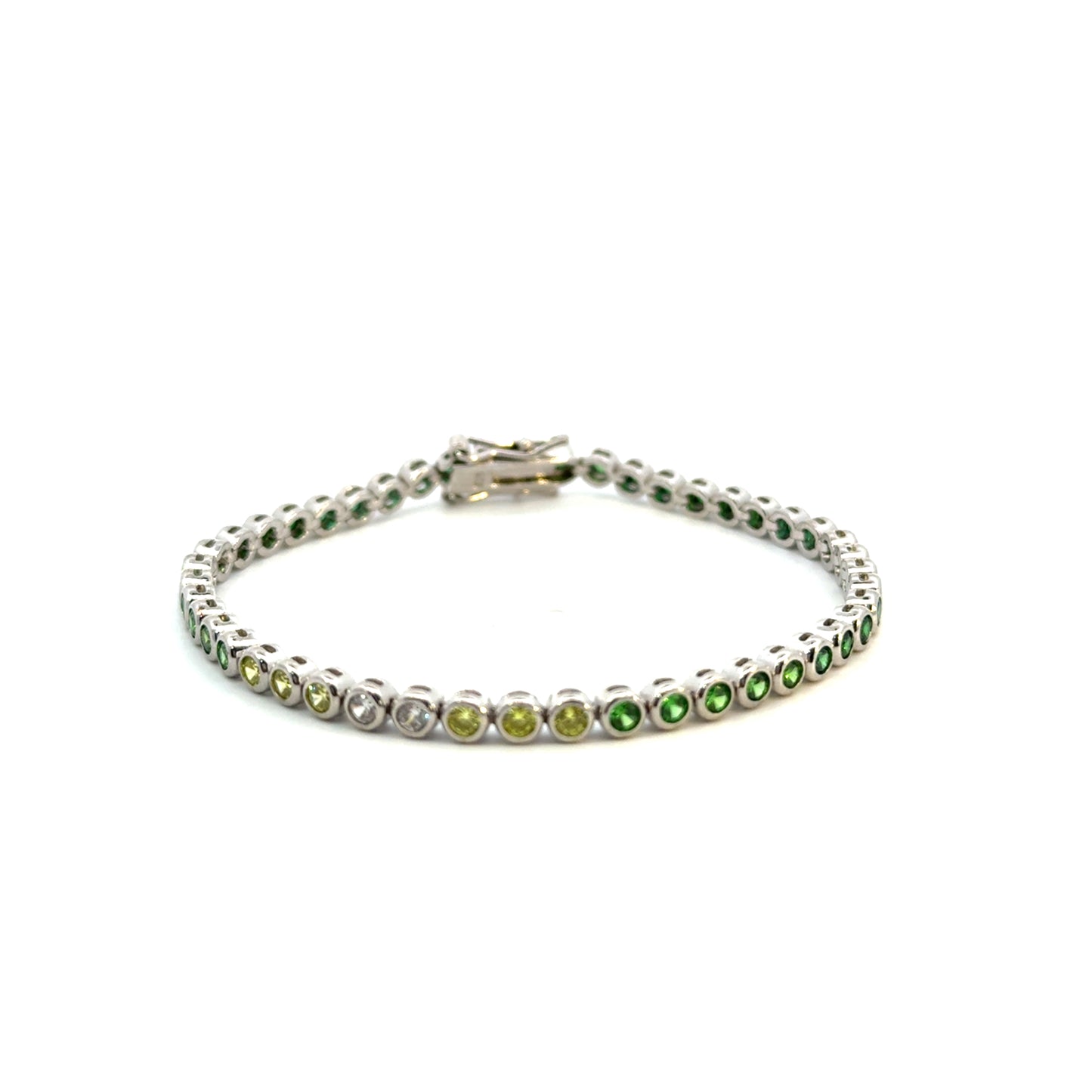 Pulsera plata tennis bracelet verde degradado