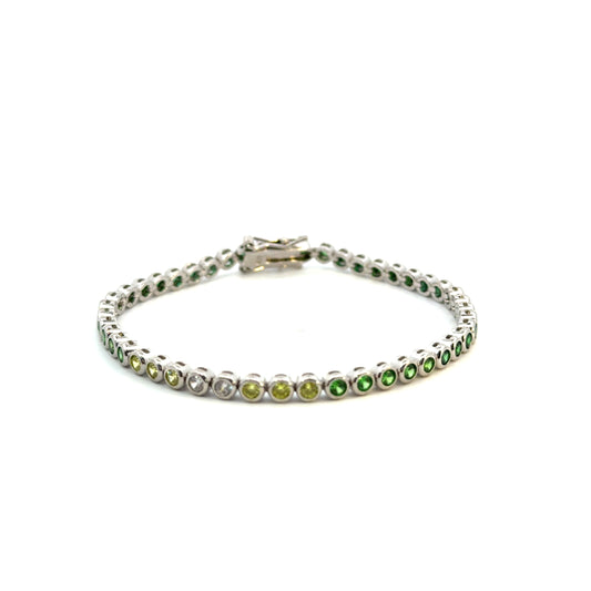Pulsera plata tennis bracelet verde degradado