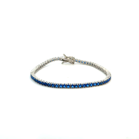 Pulsera plata tennis circonias azules