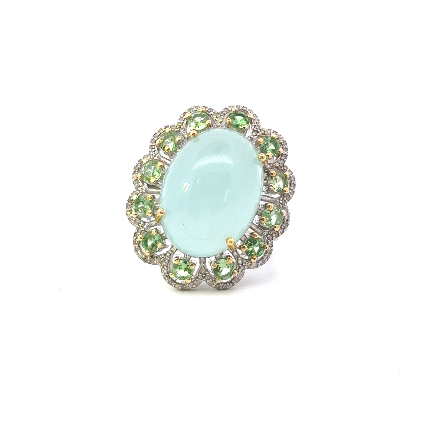 Anillo aguamarina cabuchona