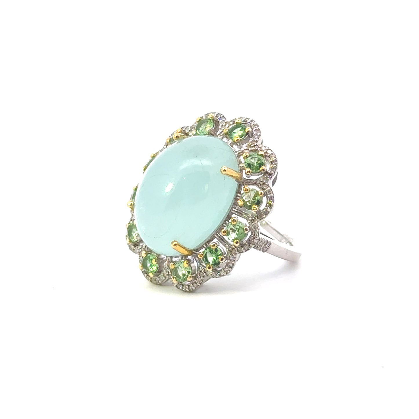 Anillo aguamarina cabuchona