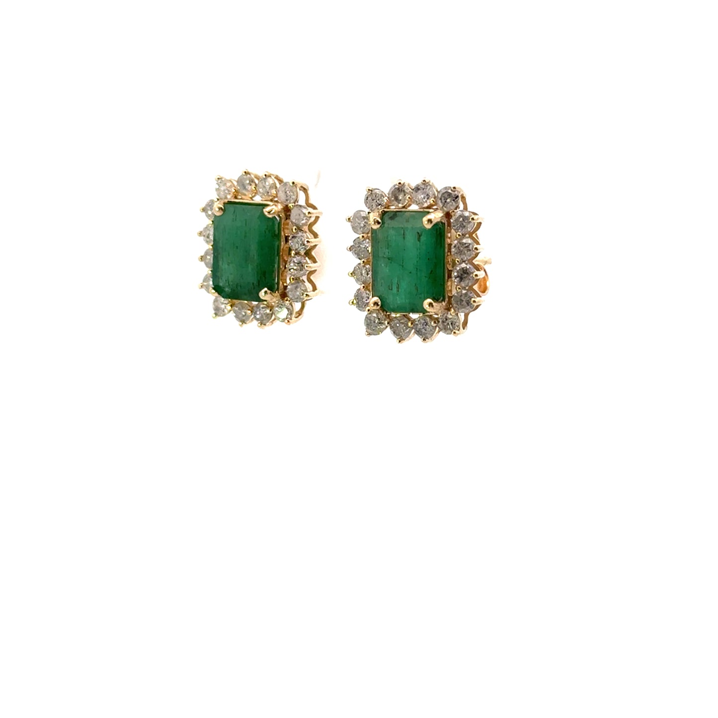 Aretes esmeralda halo de diamantes