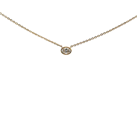 Floating diamond lab oval biselado oro amarillo