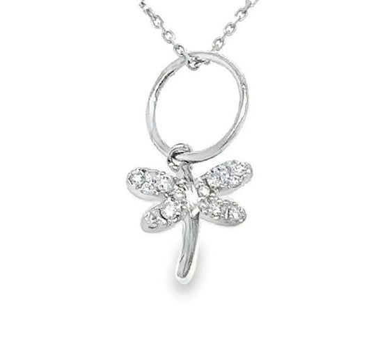 Charm libelula oro blanco