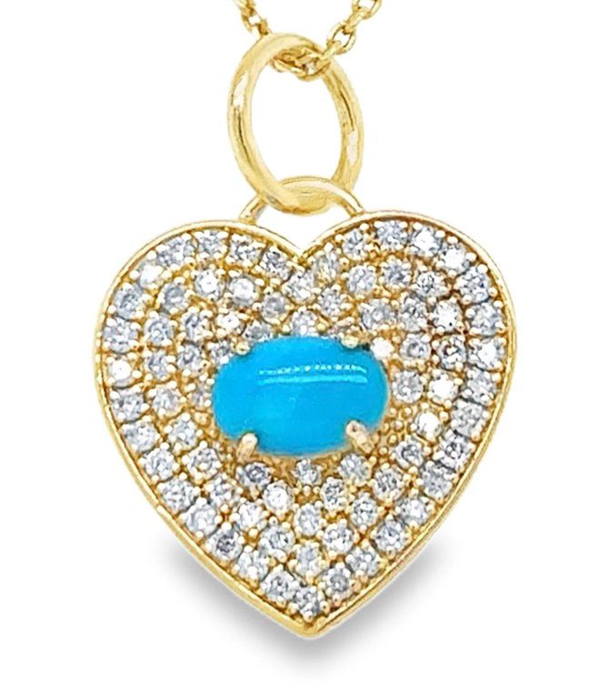 Charm corazón turquesa y diamantes