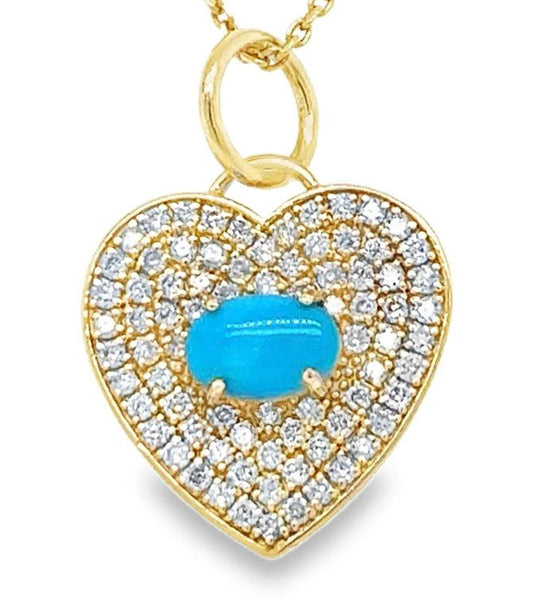 Charm corazón turquesa y diamantes