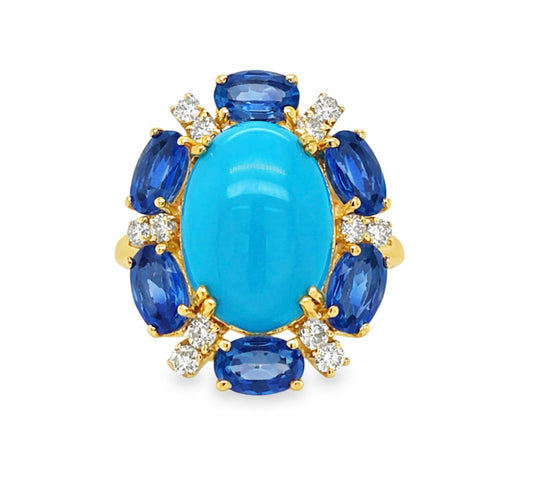 Anillo turquesa grande ovalada