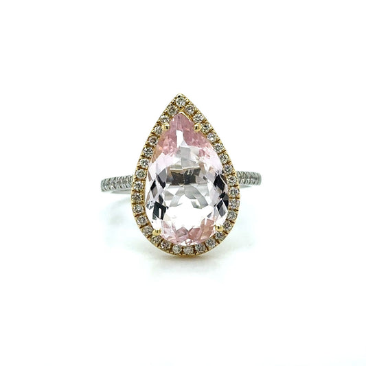 Anillo de kunzita dos tonos