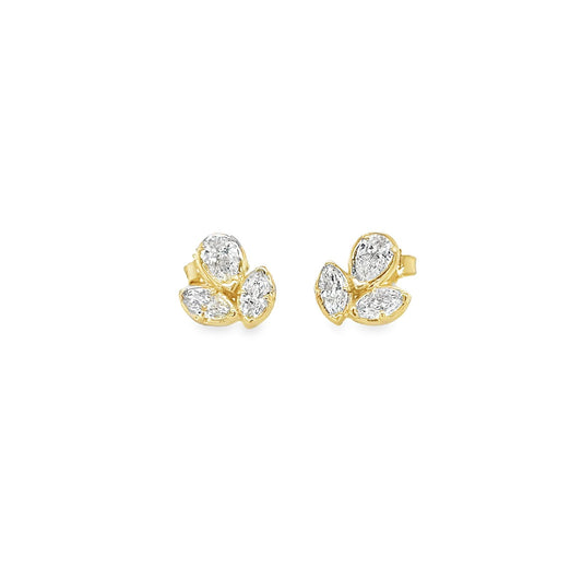 Aretes 3 clusters Marquise y pera