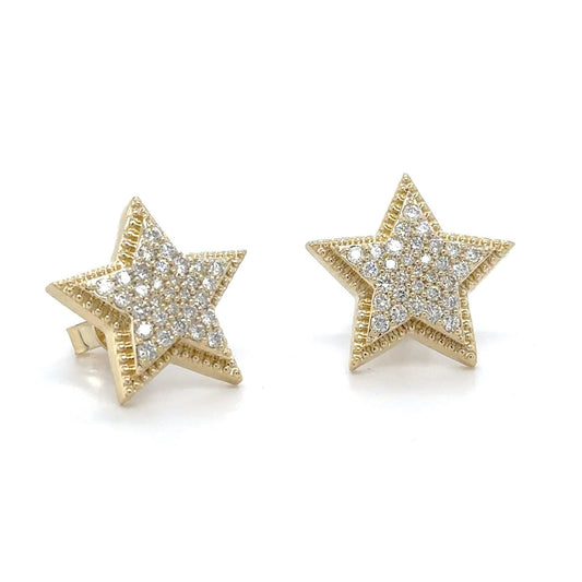 Aretes súper estrella diamantes oro amarillo