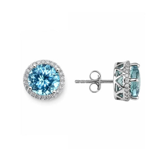 Aretes circón azul natural
