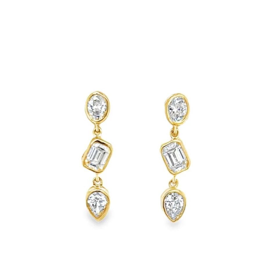 Aretes colgantes diamantes Multishape biselados