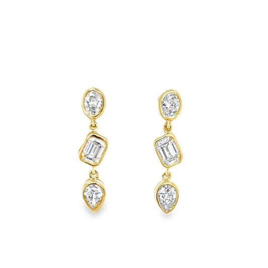 Aretes colgantes diamantes Multishape biselados