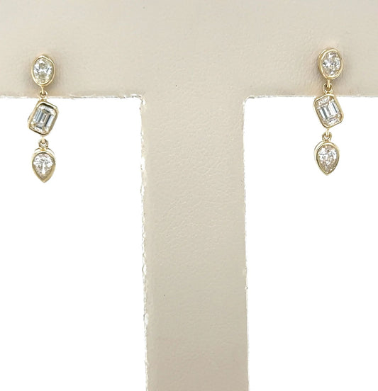 Aretes colgantes diamantes Multishape biselados