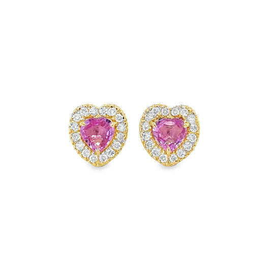 Aretes corazones chicos zafiro rosa