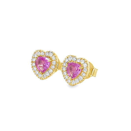 Aretes corazones chicos zafiro rosa