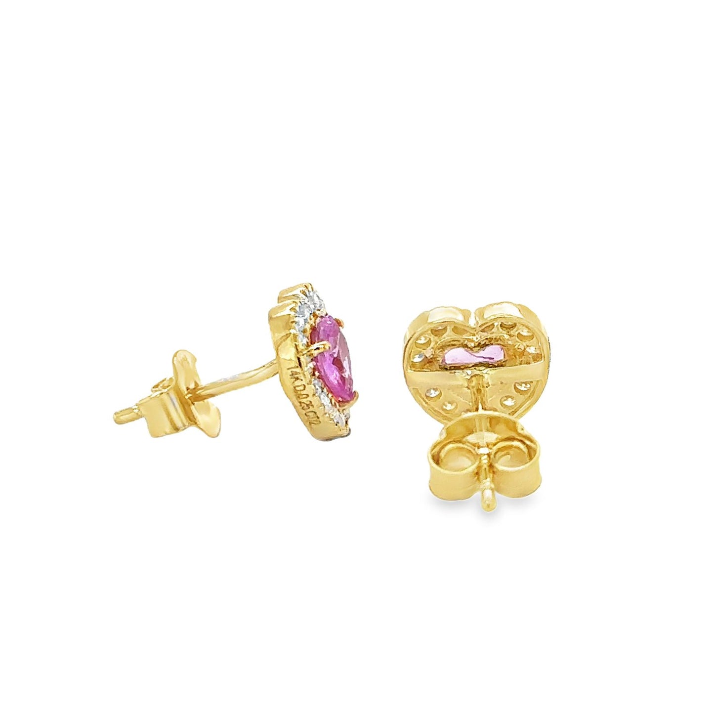 Aretes corazones chicos zafiro rosa