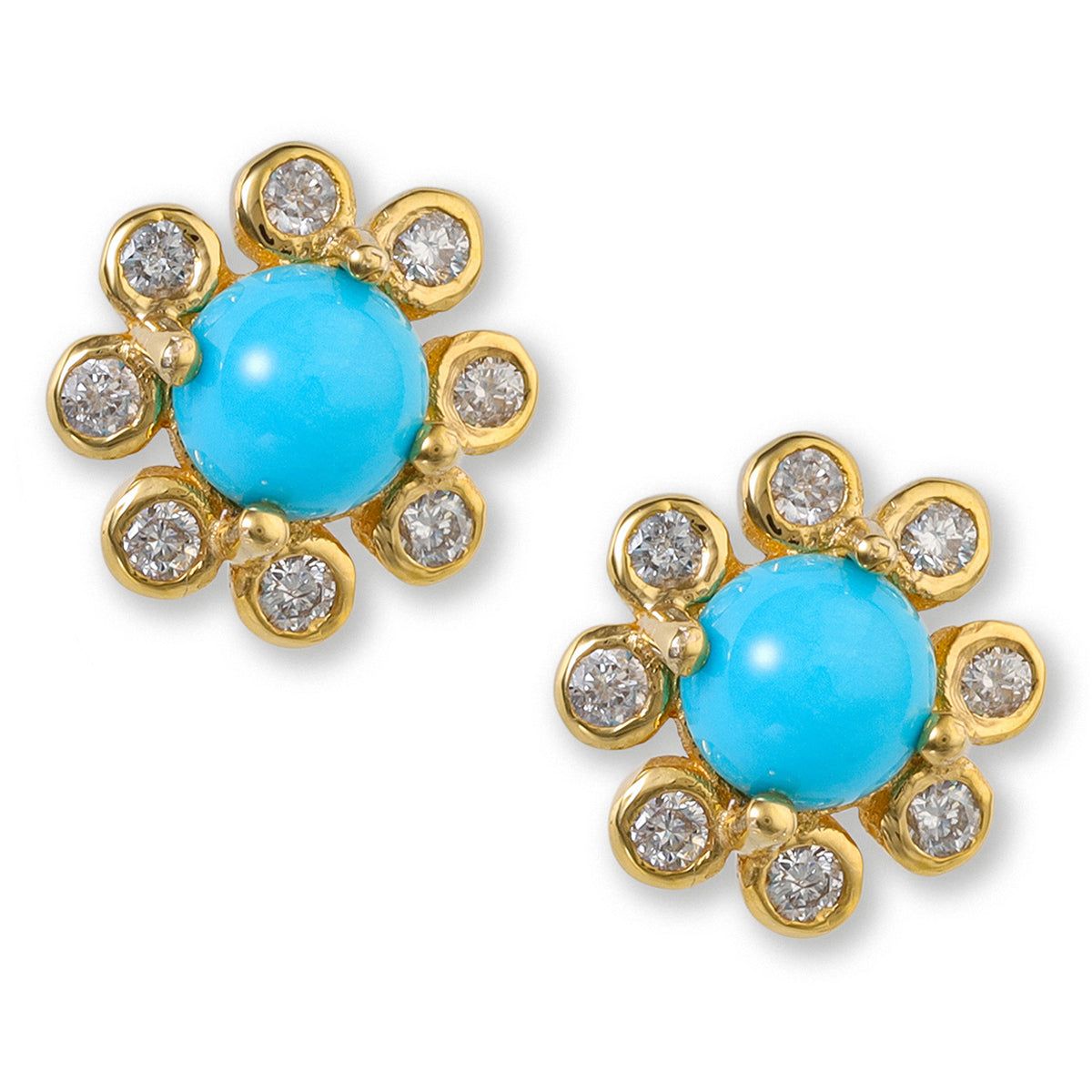 Aretes de turquesas con diamantes biselados minis