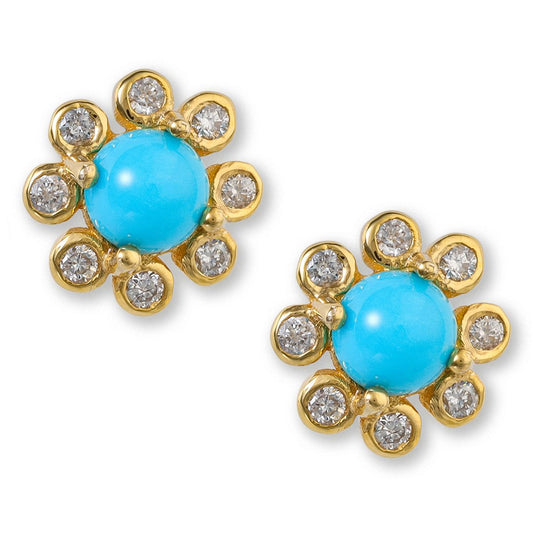 Aretes de turquesas con diamantes biselados minis
