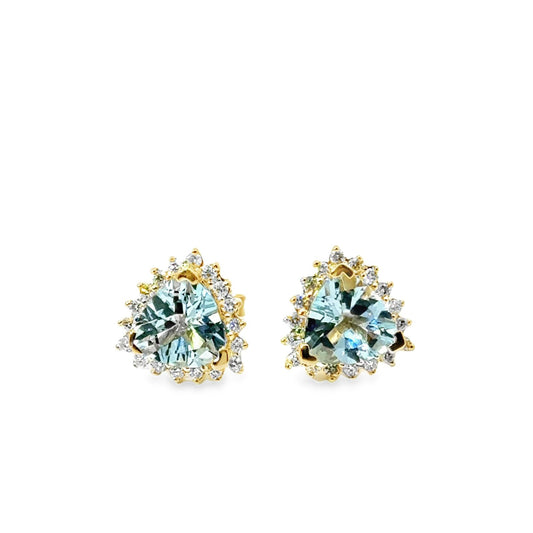 Aretes aguamarinas triangulares