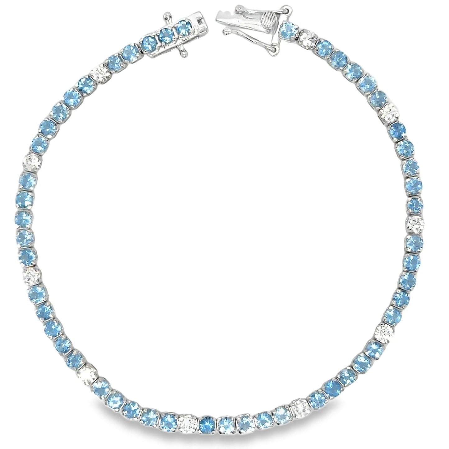 Pulsera tennis bracelet de aguamarinas con diamantes