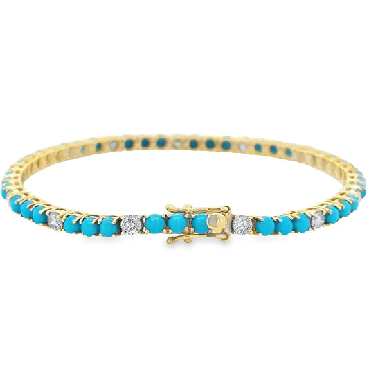 Tennis bracelet de turquesas con diamantes