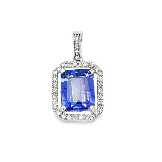 Dije de Tanzanita con halo de diamantes