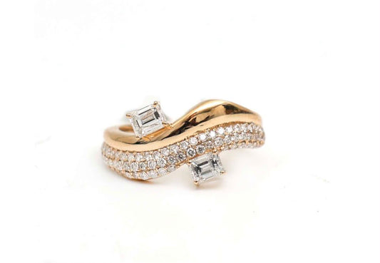 Double diamond pinky ring emerald cut