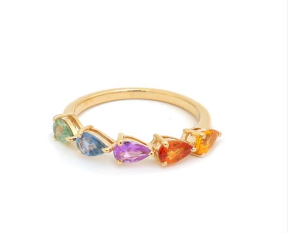 Anillo pinky gotas zafiros colores