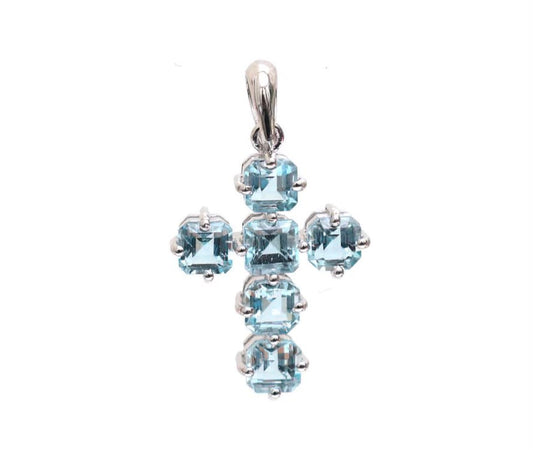Cruz de aguamarinas corte cushion