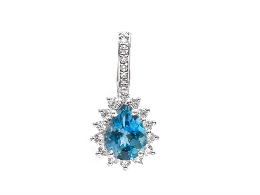 Charm clip aguamarina en gota