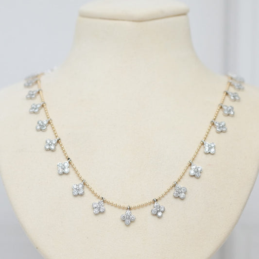 Gargantilla flores colgantes con diamantes naturales