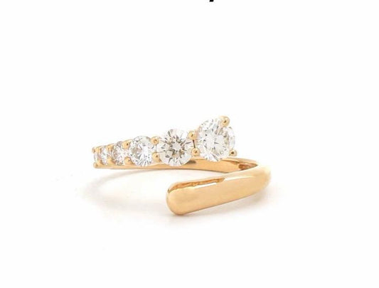 Anillo pinky diamantes y liso cruzado