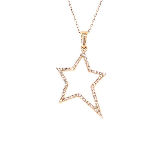 Dije de estrella con diamantes naturales en oro amarillo 14k
