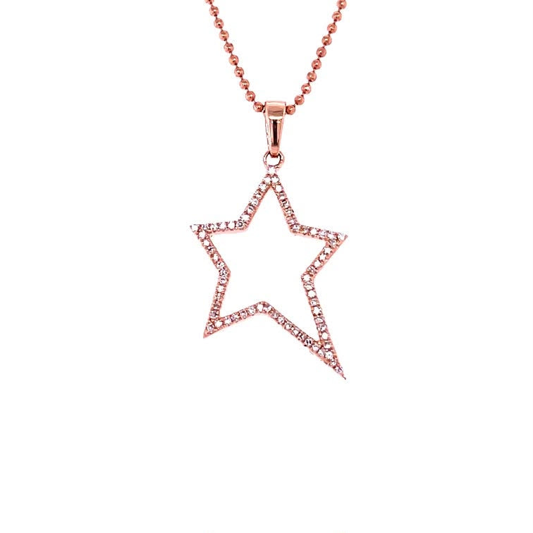 Dije de estrella con zafiros rosas naturales en oro rosa 14k