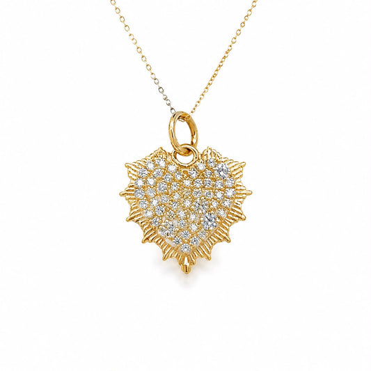 Dije de corazón pave con rayitos