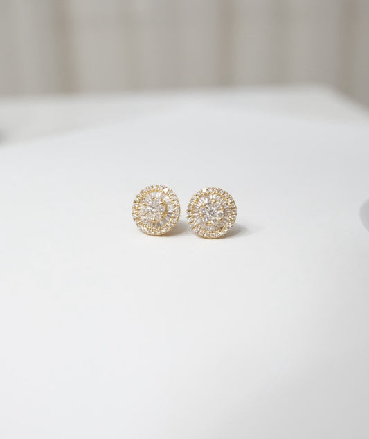 Aretes circulares de diamantes baguettes