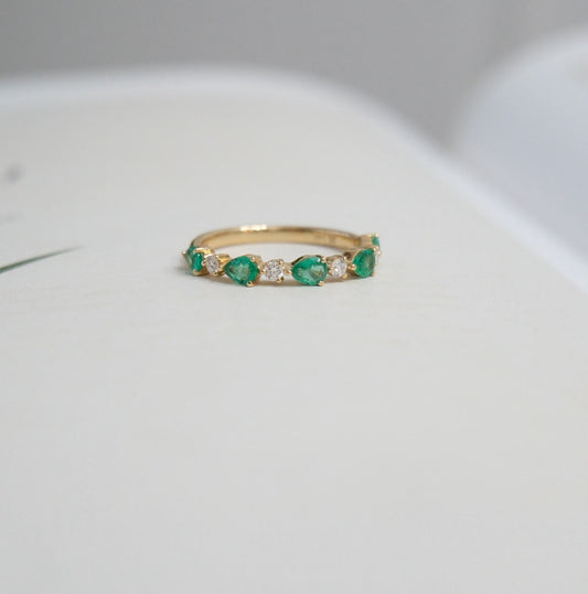 Anillo churumbela esmeralda gotas