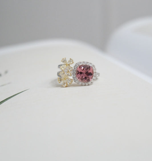 Anillo turmalina cushion