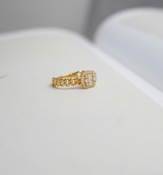 Anillo cadena de baguettes