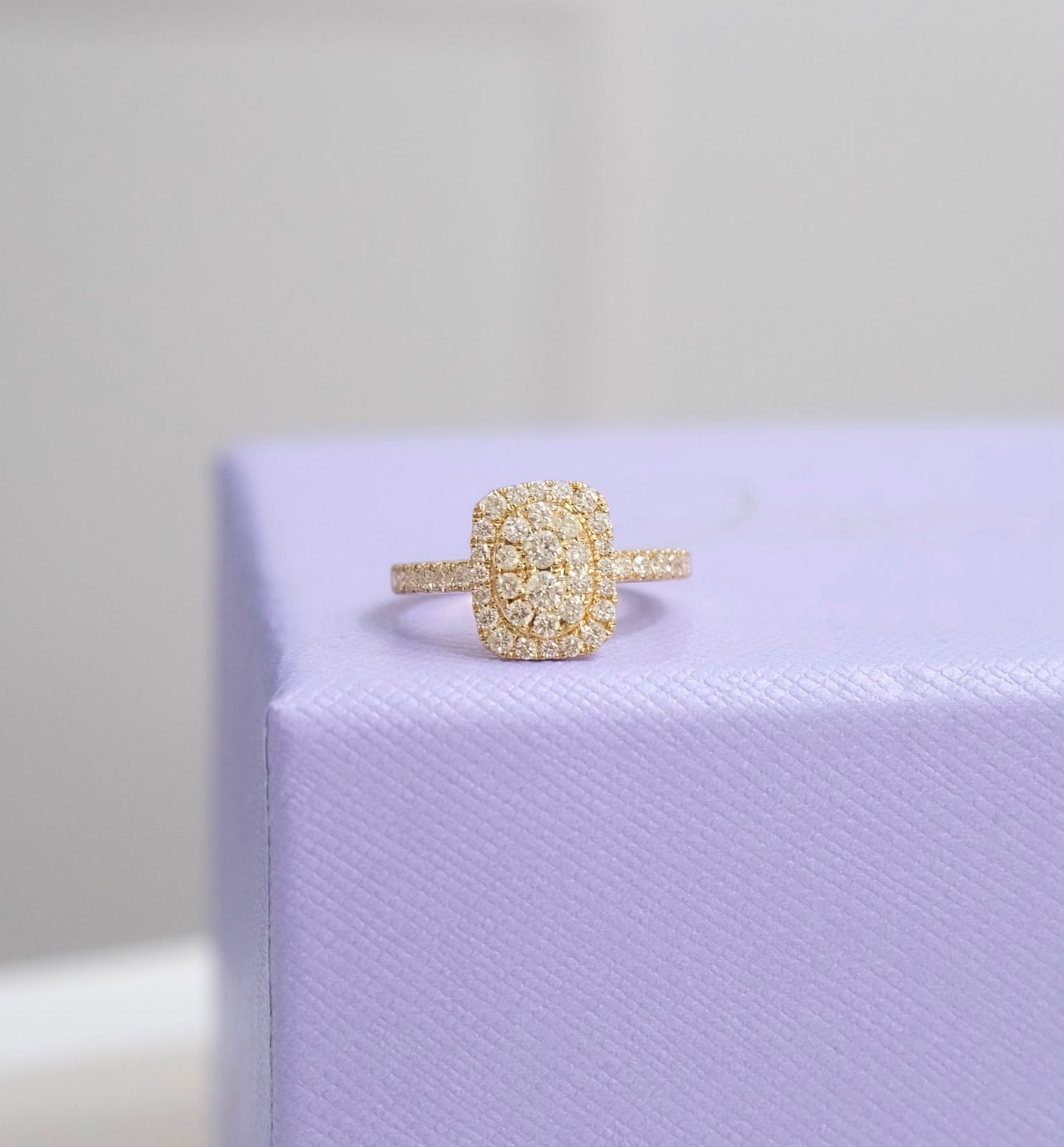 Anillo rectangular oval pave