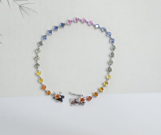 Pulseras de zafiros de corazon rainbow